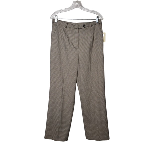 COVINGTON Brown White Houndstooth Slacks Pants Trousers Size 12P Short NEW - Picture 1 of 7